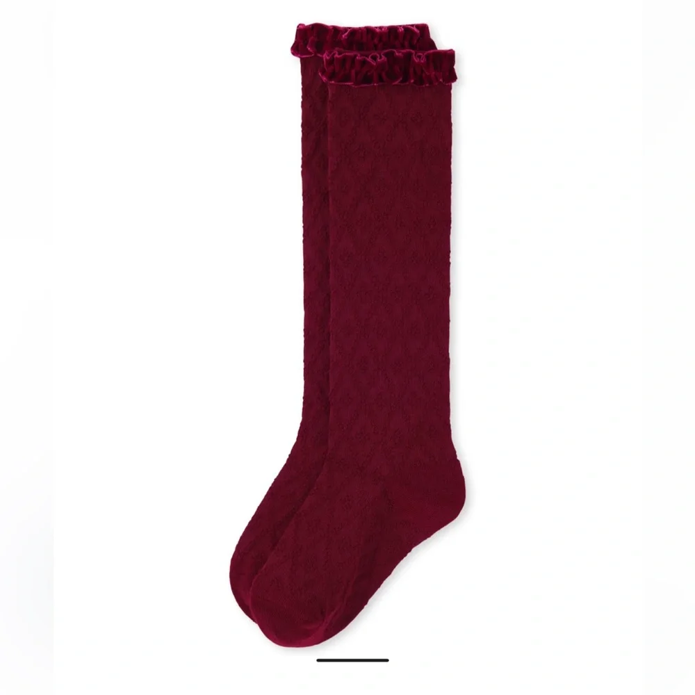 Pointelle Girls Boot Socks- Rubine; Size: L (3-6) by Their Children’s Place
